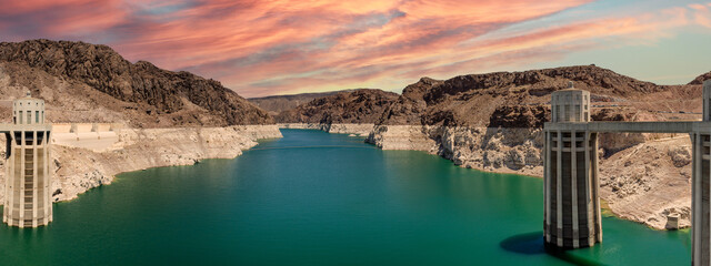 Lake Mead reservoir at low water levels