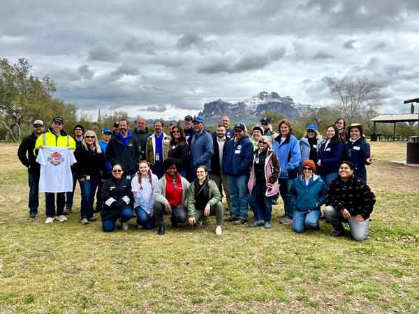 Group photo from the Apache Junction fourth grade water festival. It snowed that day on the Superstition!